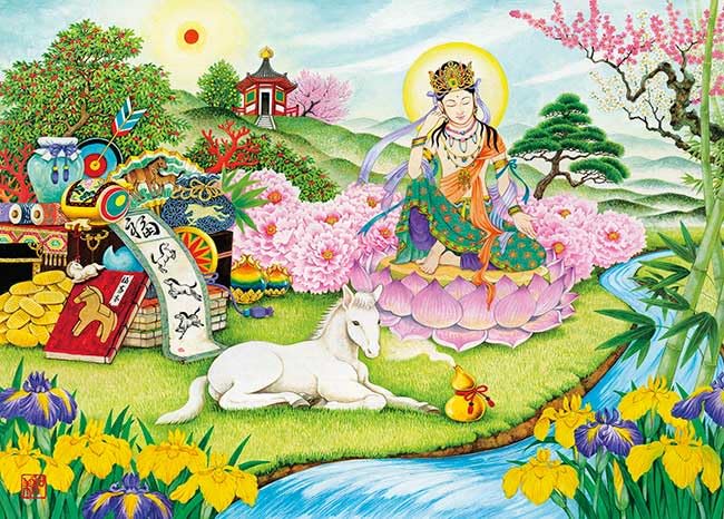 

Белый конь и Каннон Бодхисаттва от Идзуми Кадзуми Пазл 1000 деталей x 50 APPLE ONE 500-332 (75 см)