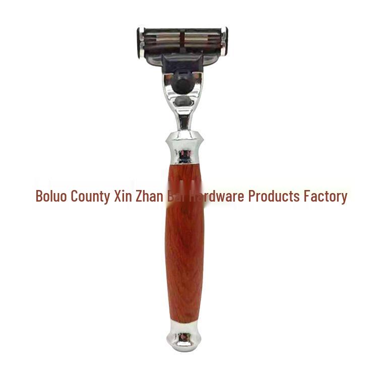 Red Rosewood Double-Sided Razor Set with Beard Brush, Bowl, Scraper, and Holder