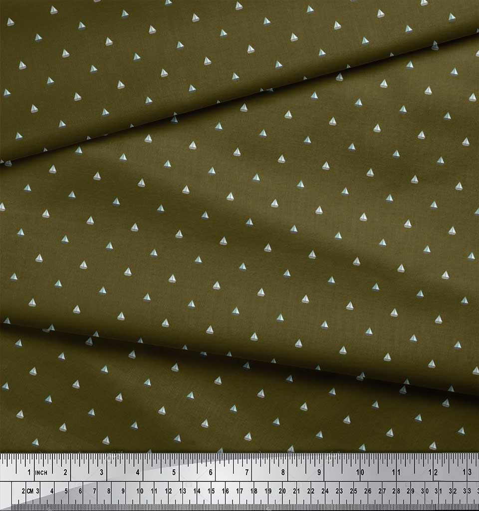 Soimoi Japan Crepe Satin Fabric Sailboat Shirting Fabric Prints By metre 42 Inch