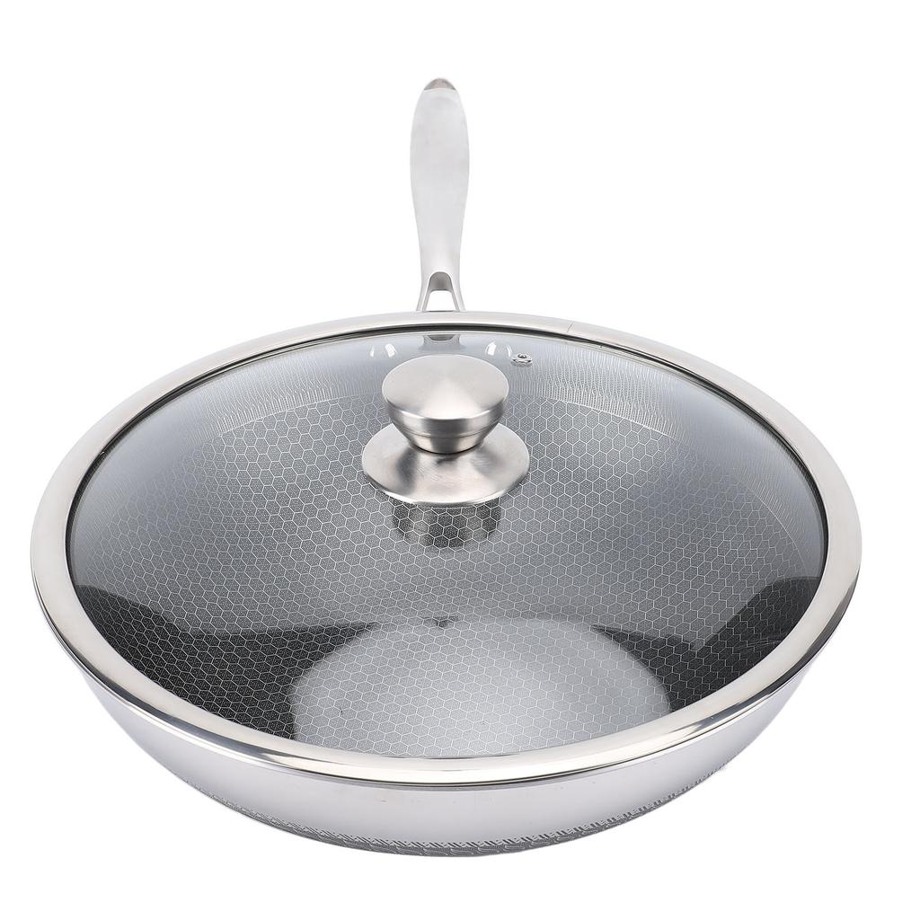 Frying Pan 316 Stainless Steel Compound Pot Bottom Anti Stick Double Sided Honeycomb Universal