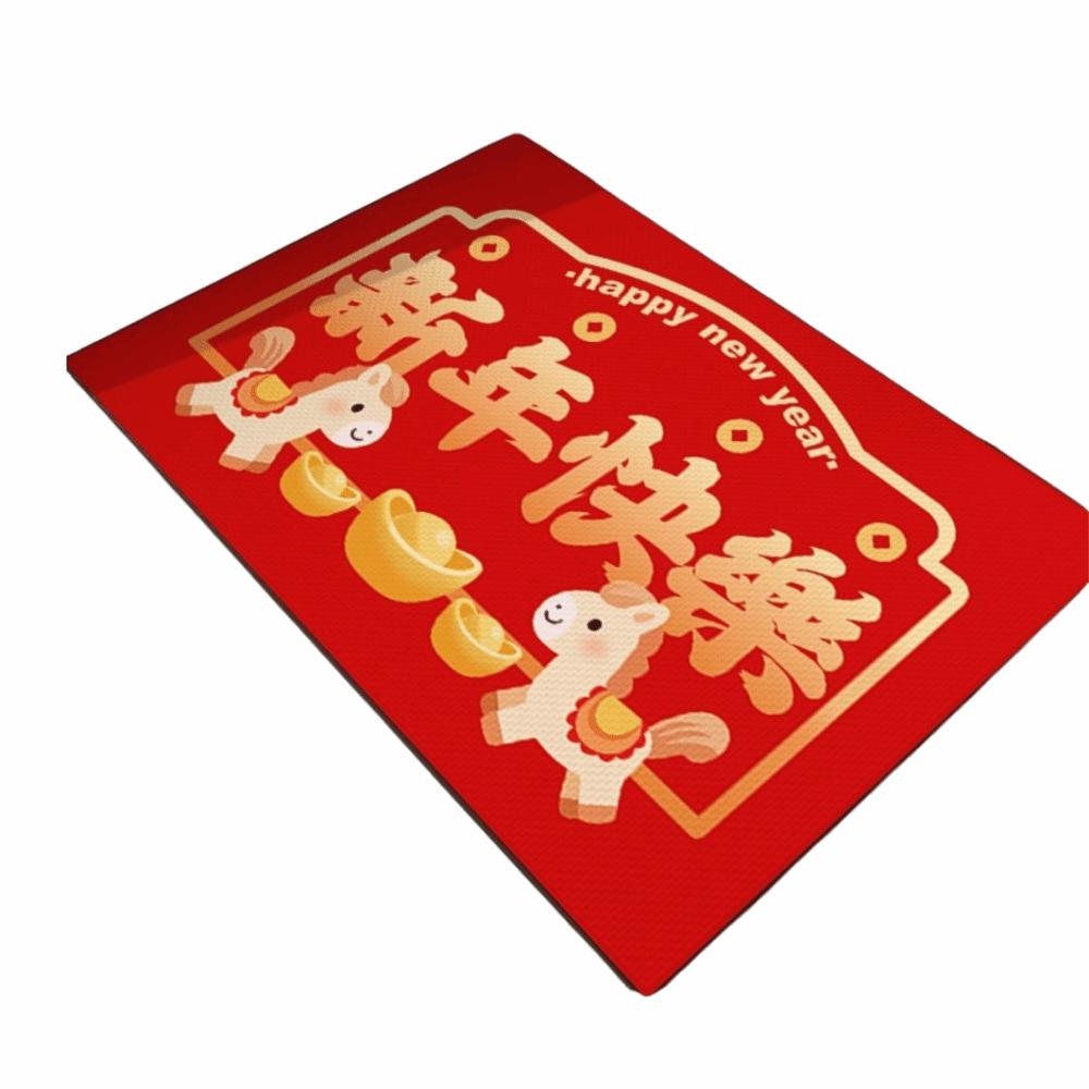 

Cartoon Pattern Chinese New Year Door Mat 40*60cm Non-slip Horse Year Floor Mat Horse Pattern New Year Carpet Entrance Door Rug