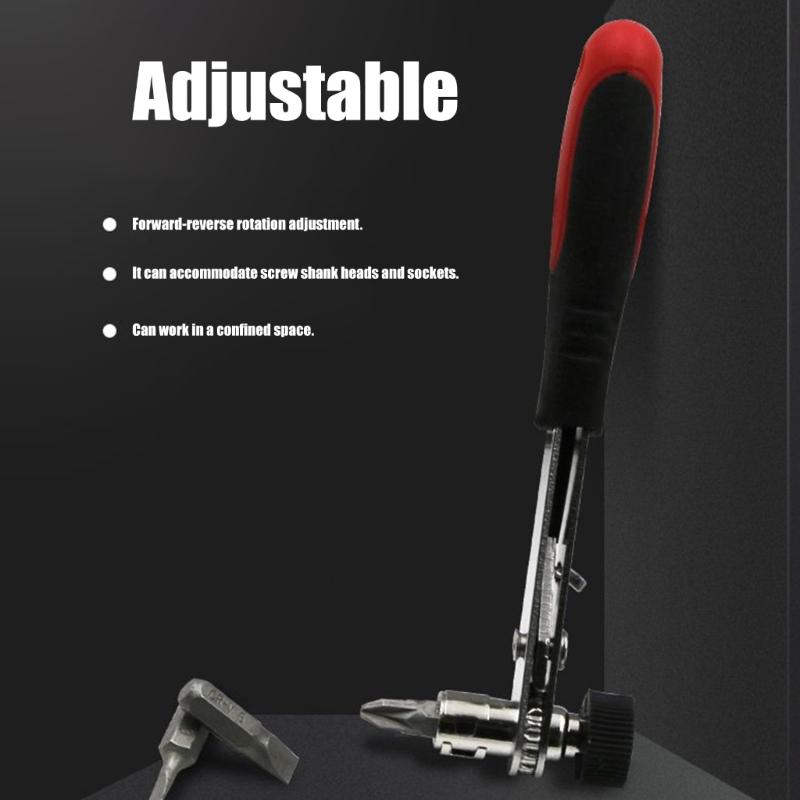 Ergonomic Soft Handle Ratchet Wrench with Double Head Designs 1/4Inch Socket Screwdriver for Precise Fastening Tasks