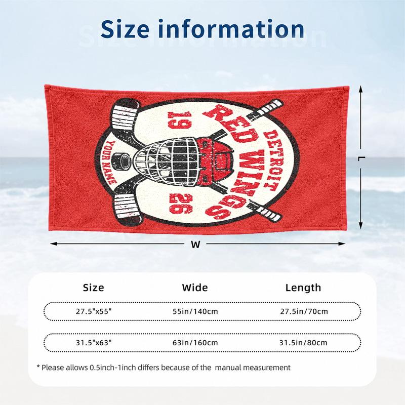Detroit Red Wings Custom Name Beach towels also serve as bath towels summer essential a musthave for the outdoors the beach and the pool