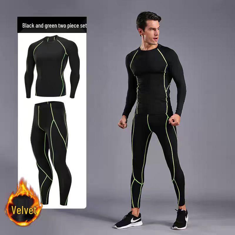 Men s Quick-Dry Thermal Compression Baselayer Set: Long Sleeve Athletic Wear for Running, Basketball, and Fitness. M