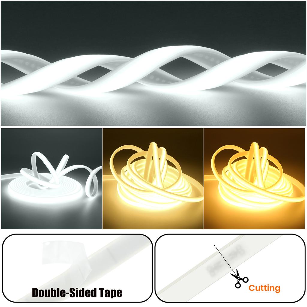 IP67 Waterproof COB Neon Strip Kit Bluetooth APP Control Dimmerable DC 12V 24V Flexible Ribbon LED Light 3000K 4000K 6000K