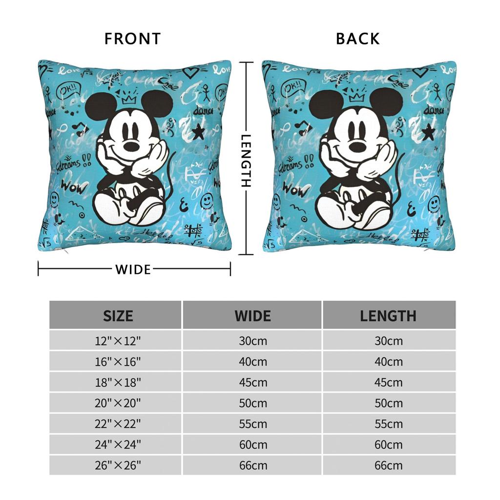 Mickey Mouse Graffiti Square Pillow Case Cushion Cover Awesome Polyester Decor Pillowcase for Living Room 18"x18"