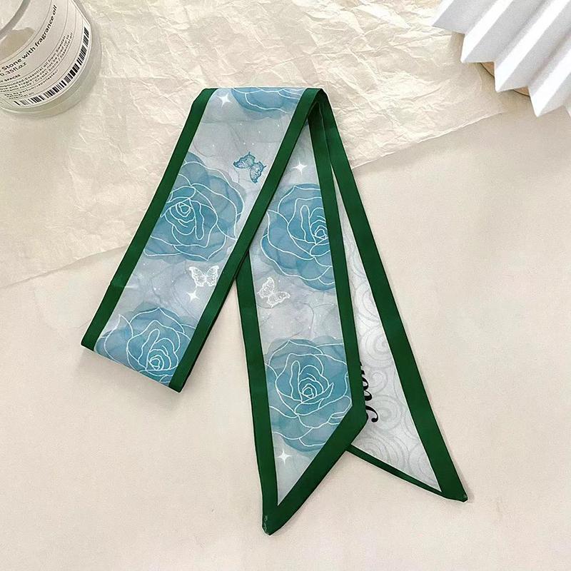 Luxary Brand Design Flower Print Silk Scarf for Women Fashion Hair Headband Foulard Lady Skinny Bag Scarves Neckerchief Tie