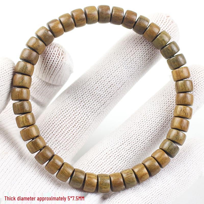 Grünes Sandelholz Pillenperlen Armband: 4*7MM Holz-Schnur für Männer & Frauen