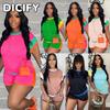 DICFY Tuta Casual da Donna a Maniche Corte con Scollo a O