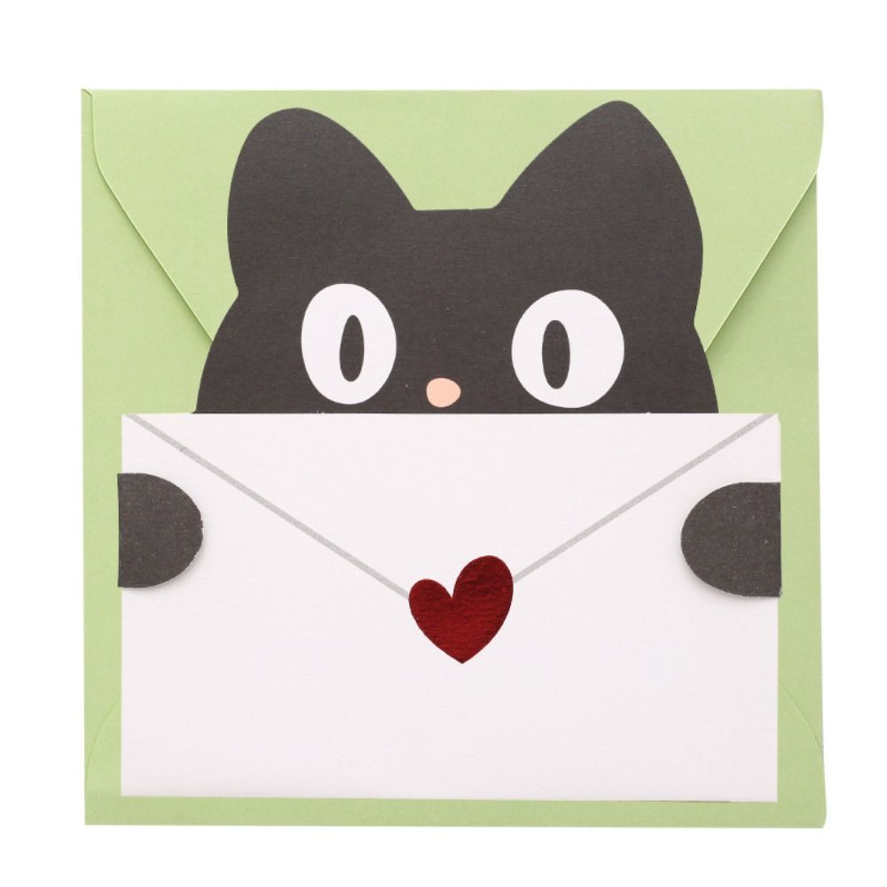 6PCS Folded Blessing Thank Envelope Ins Cartoon Greeting Card Decoration Letter Paper  New Year Gift