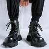 Britský styl 2024 Podzim Zima Boty Pánské Ležérní Kožené Boty Silná Podrážka Protiskluzové Teplé Plyšové Studená Zima Venkovní Kotníkové Boty