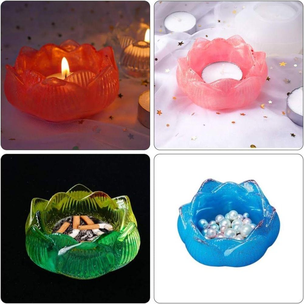 DIY Candle Holder Mold Silicone Candle Jar Mold Lotus Flower Silicone Mold  Home Decoration