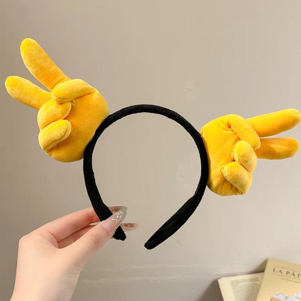 Hand Heart Funny Gesture Headband Plush Cosplay Hair Hoop Sweet Plush Hairband  Photo Pros