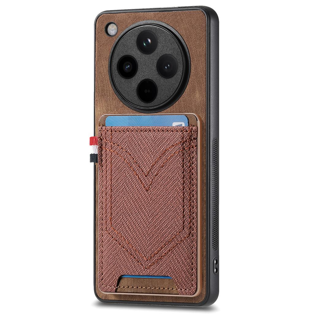 Para Capa de Celular Oppo Find X8 Pro 5G Textura de Tecido Jeans Retrô Couro Capa Traseira Porta-Cartões