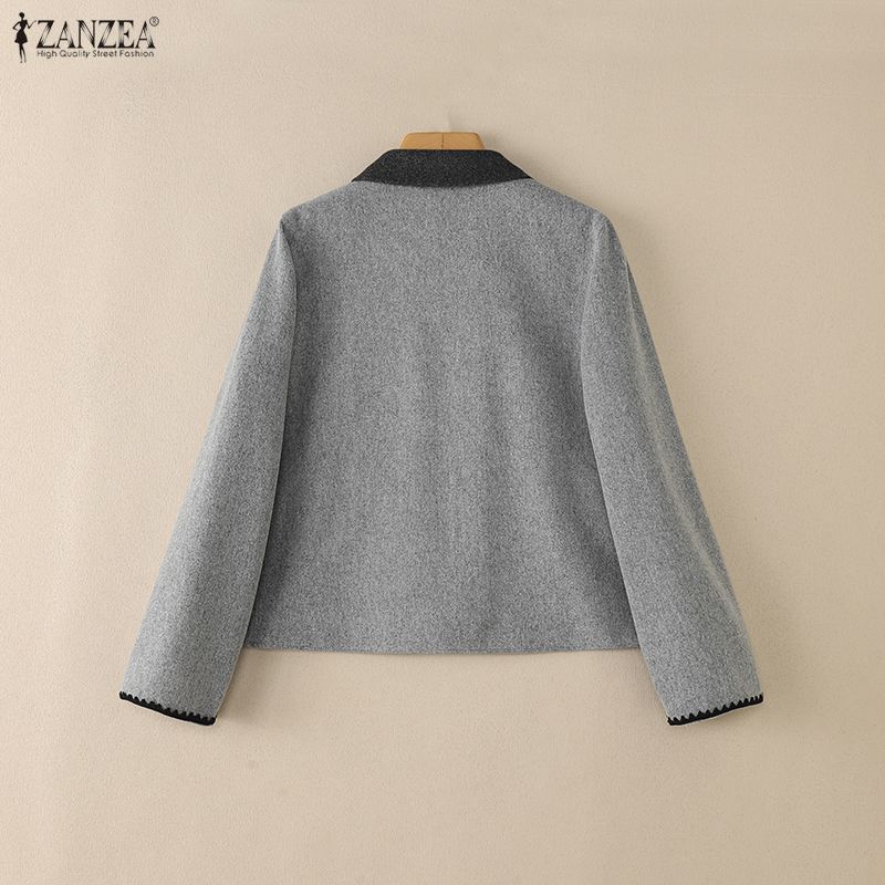 ZANZEA Lässige Damen-Cardigan-Jacken mit Umlegekragen und langen Ärmeln