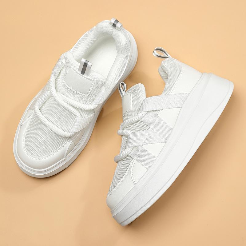 TUINANLE Comfortable Hook and Loop White Casual Women Flat Sneakers for Outdoor Shopping Walking