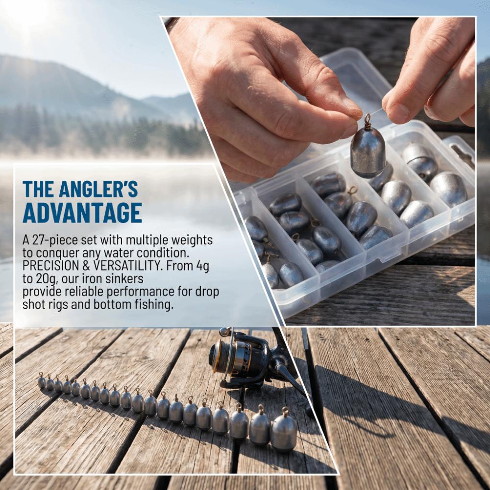 27PCS Lightweight Fishing Weights Iron Fishing Sinkers Fishing Weights Sinkers  Catfish Fishing