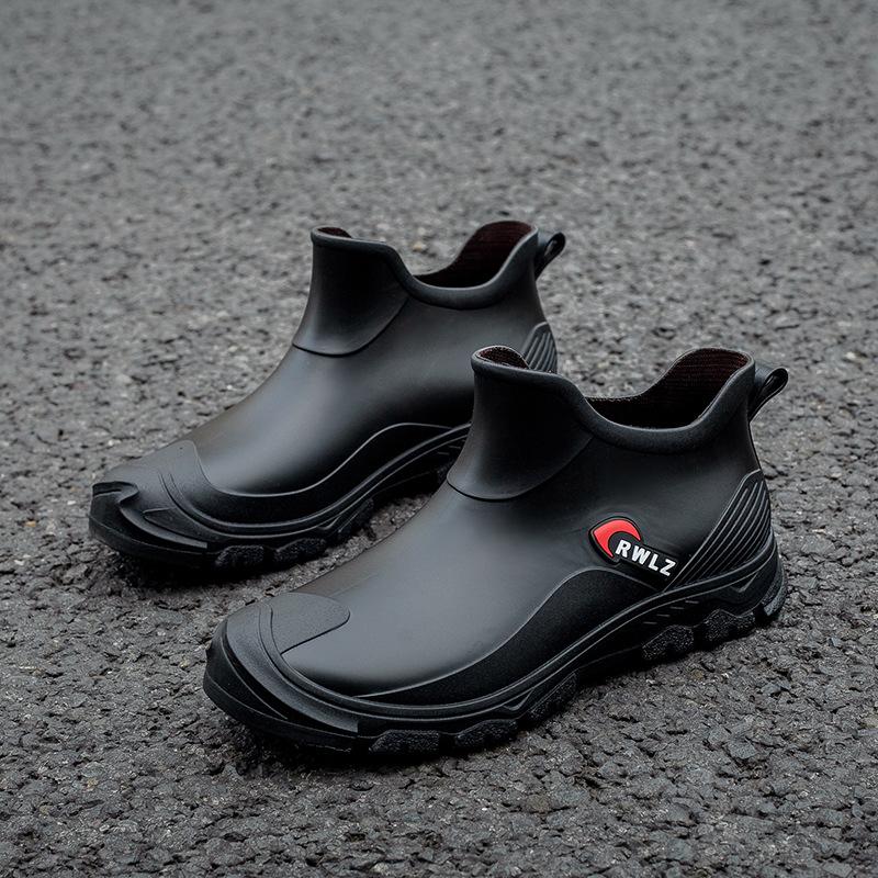Winter Fur Rain Boots Men Fashionable Non Slip Waterproof Rubber Shoes Fishing Work Car Wash Resistant Water Boots