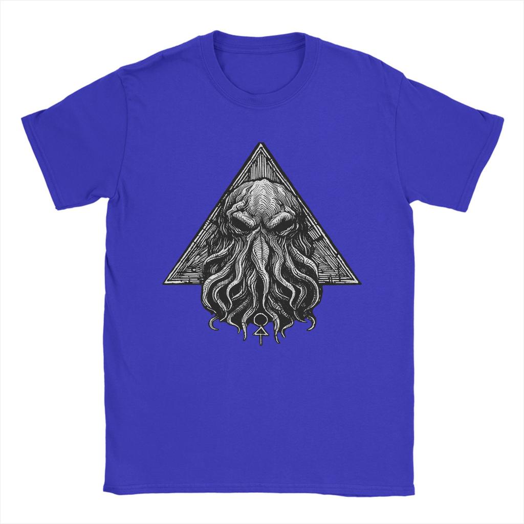 Humor Cthulhu Horror of R'Lyeh T-Shirts for Men O Neck Cotton T Shirt  Short Sleeve Tees Graphic Printed Clothing