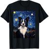 Border Collie Pies Gwieździsta Noc Van Gogh Mężczyźni Kobiety Dziewczynki Dzieci Koszulka