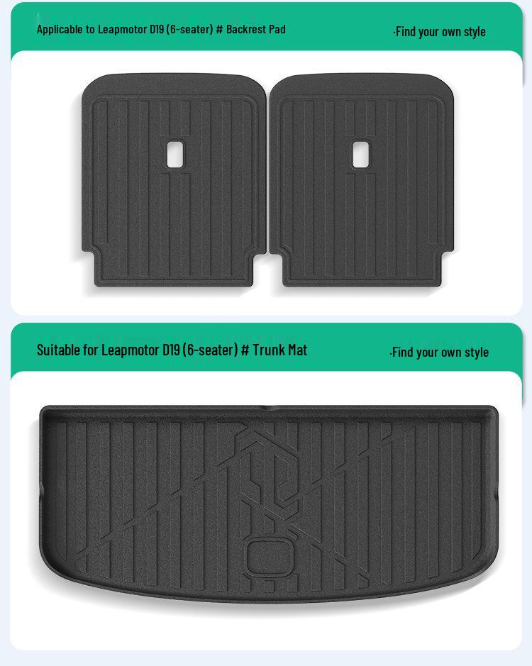 Eco-friendly TPE Floor Mats for Leapmotor D19: Custom Vehicle Mats and Trunk Mat for 26 Models.