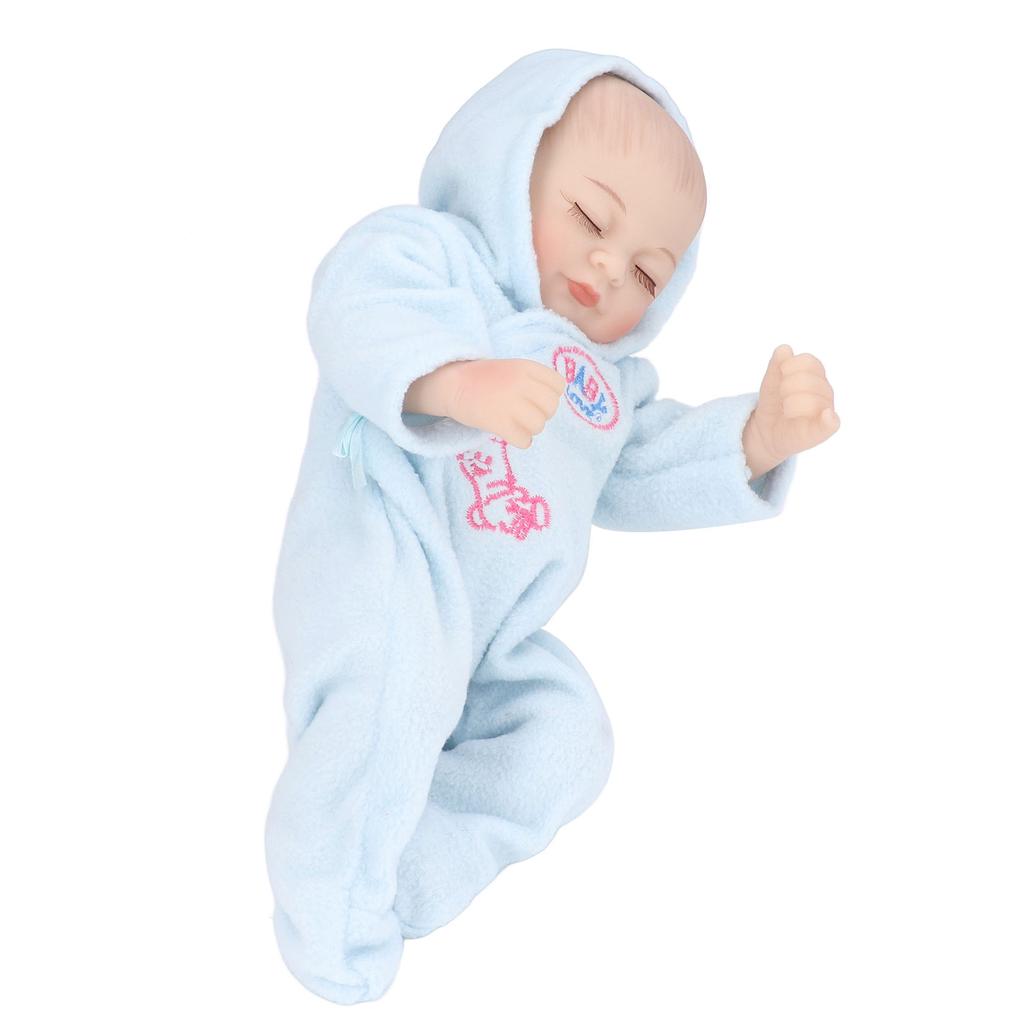 10inch Reborn Dolls Soft Silicone Delicate Facial Details Washable Lifelike Baby Doll Toy with PajamasBlue