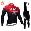 Team UAE Winter Long Sleeve Thermal Fleece Cycling Jersey Set Bib Pants Ropa Ciclismo Bicycle Clothing MTB Bike Jersey Uniform