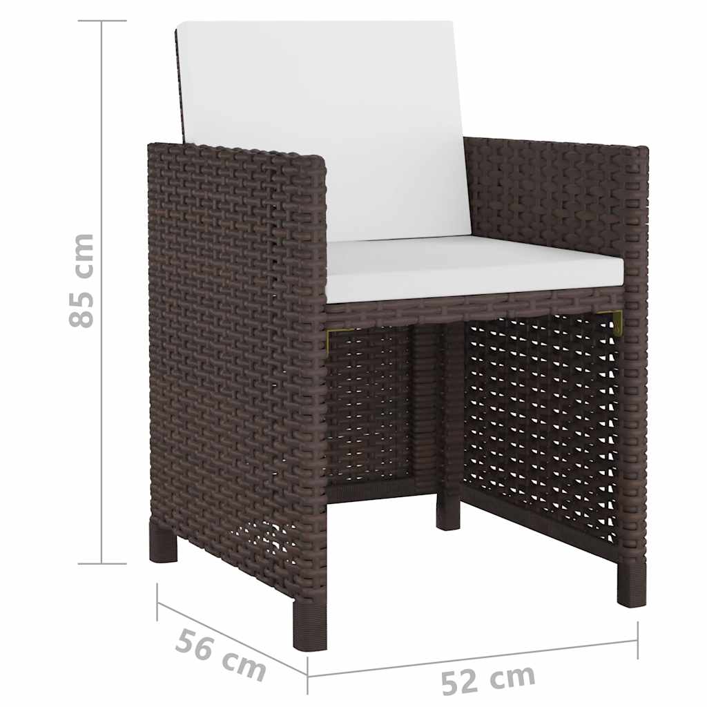 11 piece garden dining set with cushions poly rattan brown