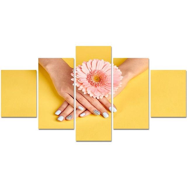 No FrameCanvas Painting 5 Pieces Beauty Salon Nail Polish Flower Poster HD Print Picture Living Room Decor Home Modular Wall Art