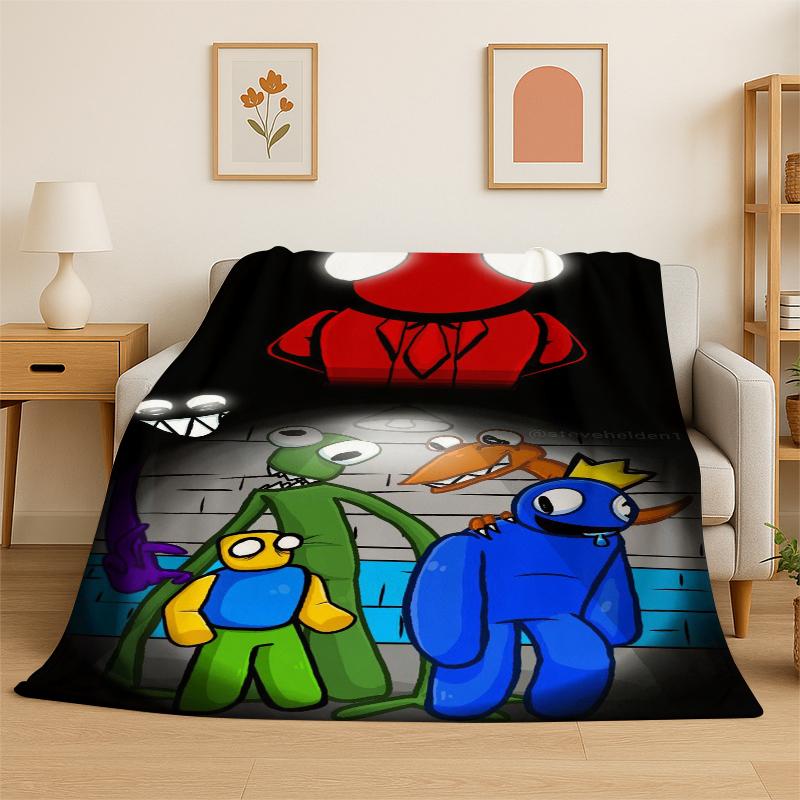 Game R-Rainbow Friends Cartoon Flannel Blanket Soft Warm Throw Blanket for Bedroom Living Room Bed Travel Camping Picnic Kid