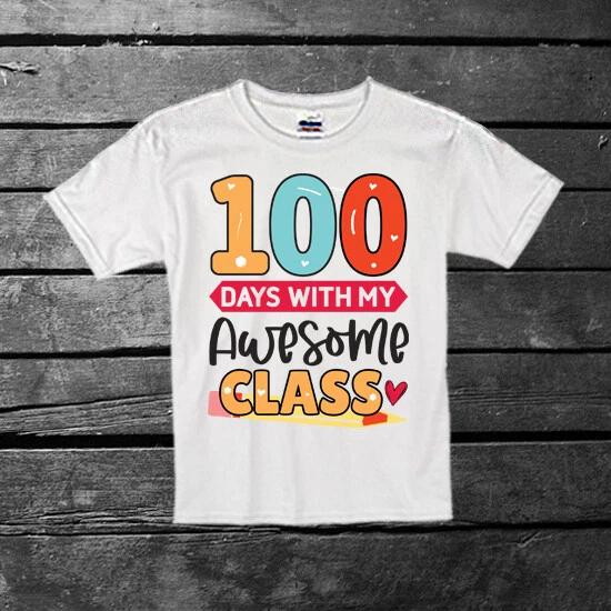 100 Days of School Kids T-shirt Boys Girls Gift Friends One Hundred Teacher S