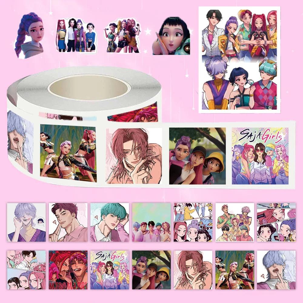 500Pcs/Roll Anime Kpop Demon Hunters Stickers Demon Hunters Tiger DIY Scrapbooking Phone Luggage Skateboard Waterproof