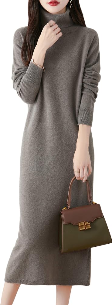 

Knit Long Medium Loose High Slim Grey [JINJUDUO] Dress, Autumn/Winter, Women s Sweater, Cashmere-like, Sleeve, Length, Fit, Thick, Stretchy, Neck,