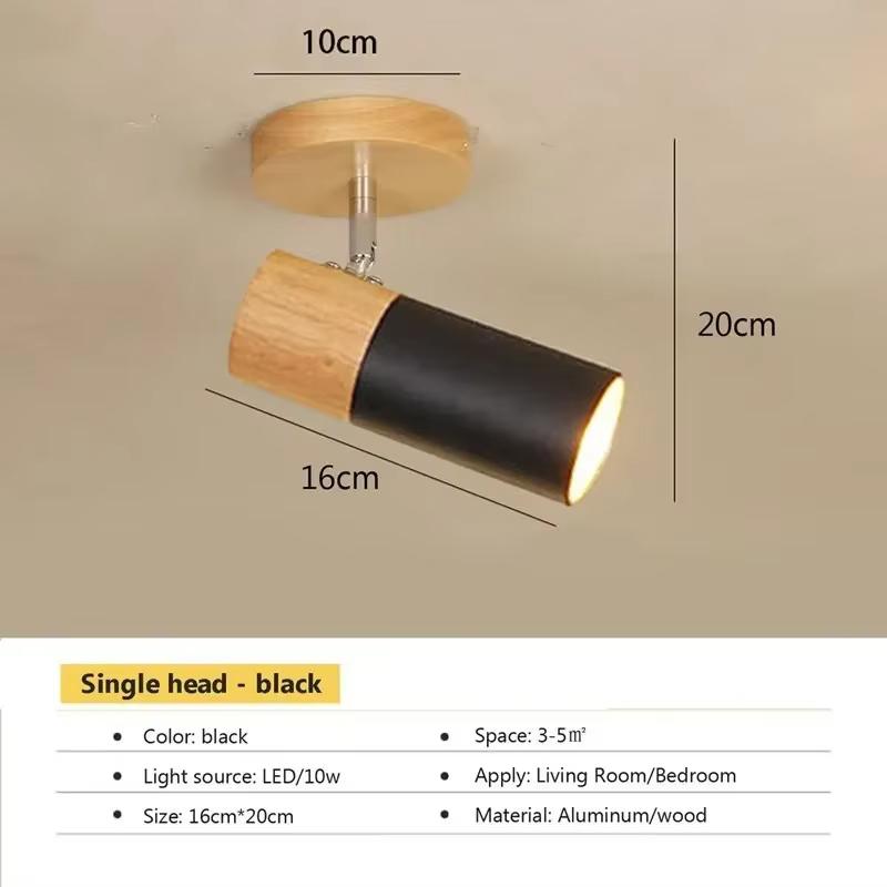 Ceiling Light Spotlight LED Single Head Three Heads Black and White Indoor Living Room Bedroom Exhibition Study Light Decoration