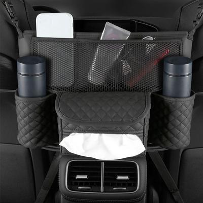 Schwarzer Leder Autositz Organizer Große Kapazität Und Praktische Aufbewahrung Auto Aufbewahrungstaschen