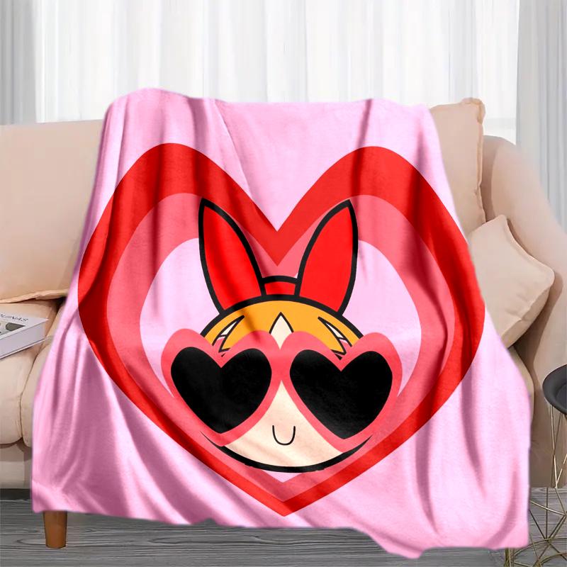1PC The Powerpuff Girls printed blanket, all season lightweight home office outdoor nap multifunctional blanket A1