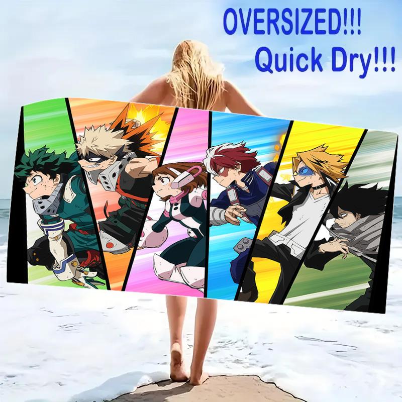 My Hero Academia Print Beach Towel, Large Soft Quick Dry Towel for Beach Camping Swimming