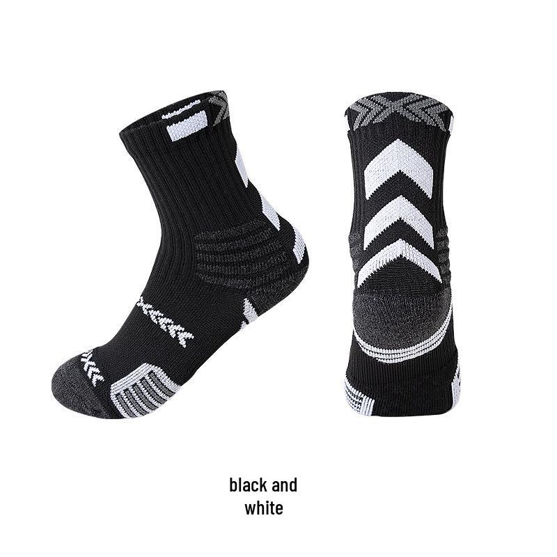 Men's Elite Basketball Socks: Trendy Color Block, Thick Terry Bottom, Sweat-Absorbent, Breathable, Professional Sports Socks.