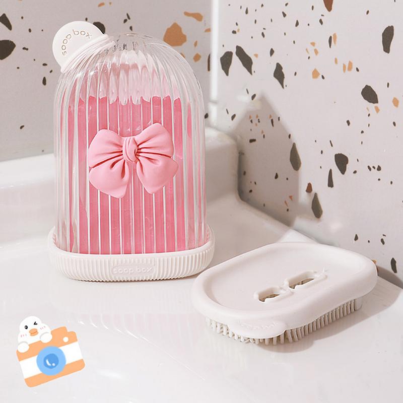 Travel Bar Container Body Bar Storage Box Brush Design Shower Bar Sealed Lid Case Lovely Drainage Shampoo Organizer Portable