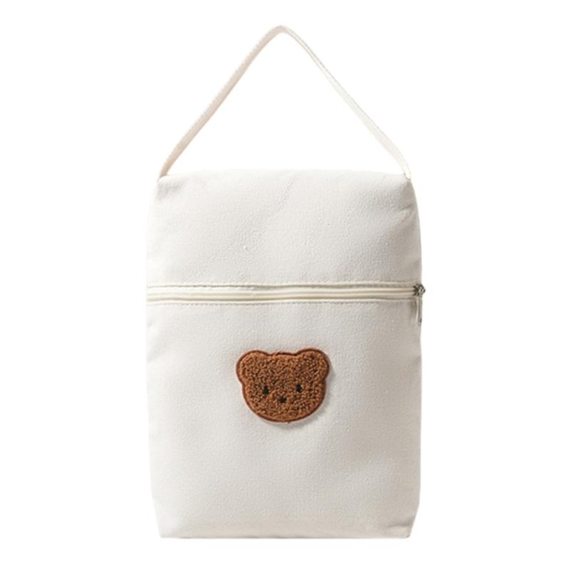 Cute Bear Themed Mom Bag Diaper Organiser Case Canvas Handbag with Spacious Compartments for Infant Essential
