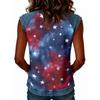 Women's Casual Sleeveless Pullover Tank Top Round Neck Independence Day Print Sleeveless Blouse Summer Outdoor Shirt