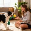 Rose Shaped Dog Chew Toy - Plush Cotton Rope Squeaky Toy For Interactive Play, Boredom Relief & Teeth Cleaning