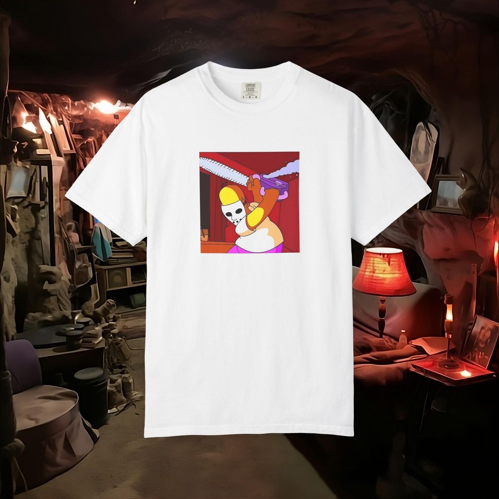 Homer Simpson Hockey Mask & Chainsaw Unisex Garment-Dyed T-shirt- S разноцветный