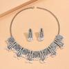 Ethnic Style Necklace Earrings Set Rhinestone Inlaid Women Jewelry Set  Women