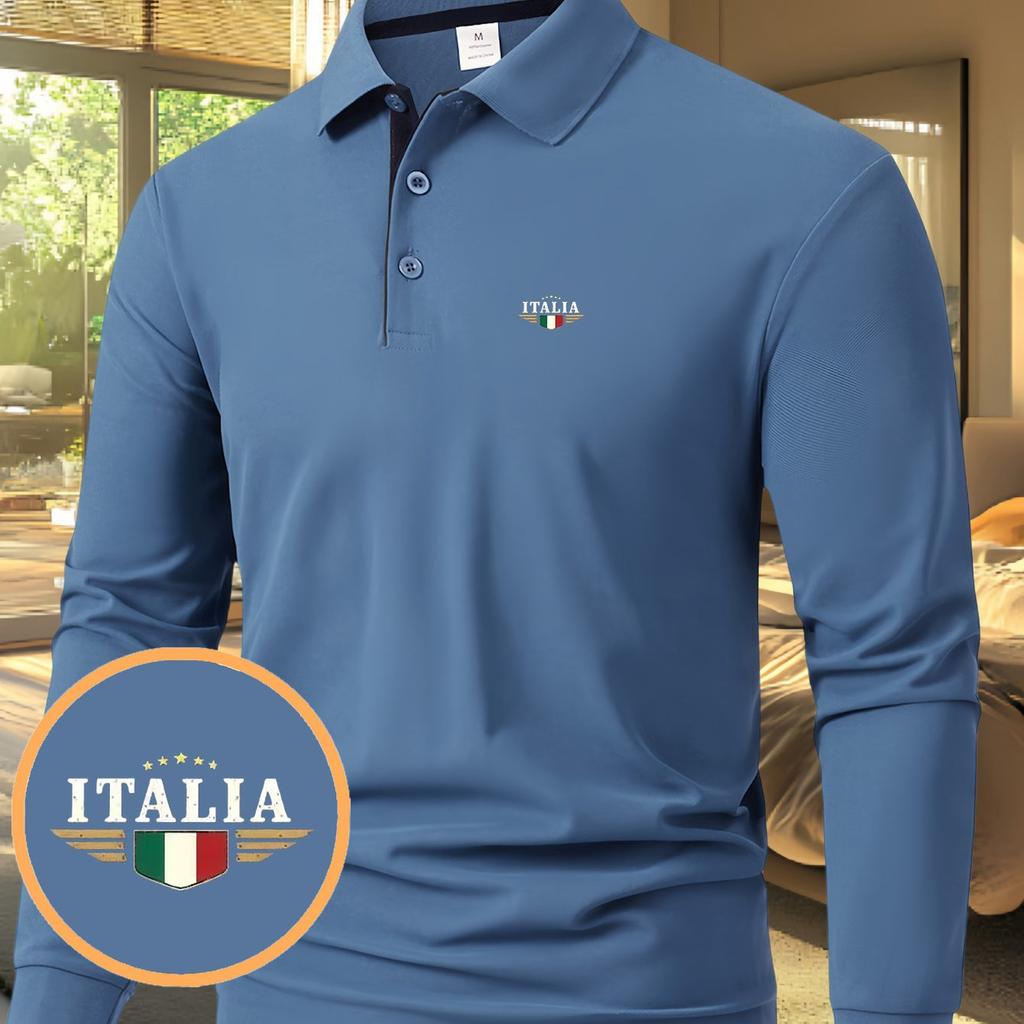 Men'S Long-Sleeve Casual Summer Print T-Shirt - a Stylish And Versatile Top with Geometric Design, Lightweight Polo Golf Shirt