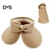 Outdoor Ladies Hat Empty Top Foldable Large Brim Bow Decor Sun Protection Anti-UV Beach Straw Cap Gardening Fishing Travel Hat