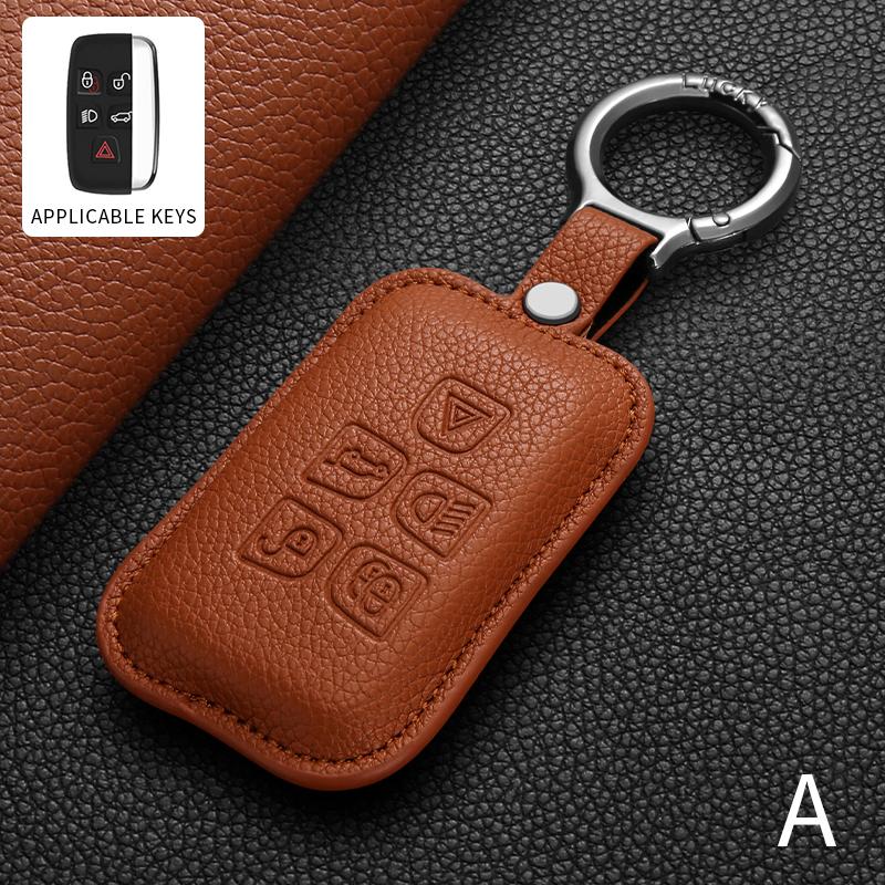 

Leather Car Remote Key Case Shell For Land Rover Range Rover Sport Evoque Velar Freelander 2 Car Key Fob Shell Holder Accessorie