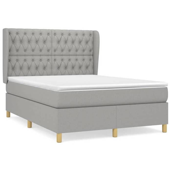 3128757 vidaXL Lit à sommier tapissier avec matelas Gris clair 140x190cm Tissu