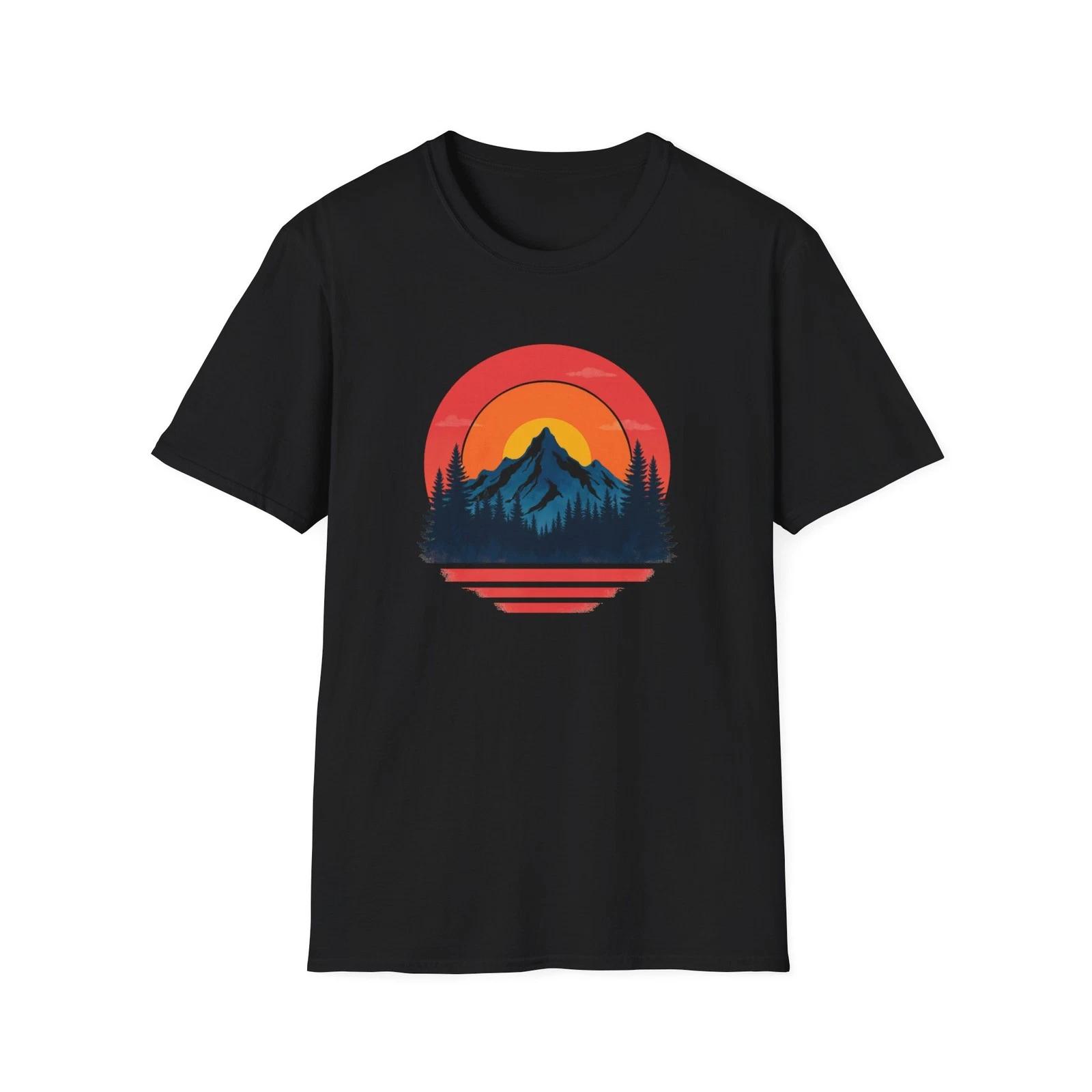 Retro Mountain Sunset Vibes | Vintage Outdoor Nature Tee XL
