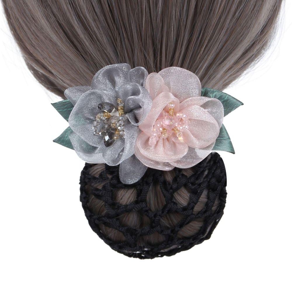 Headdress Bun Cover Snood Flower Hairpin Hairgrips Cover Net Sweet Women Spring Hair Clip Gift